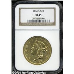1856-S $20 XF45 NGC. Nicely detailed for the