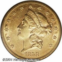 1858-S $20 AU58 PCGS. The 1858-S has become