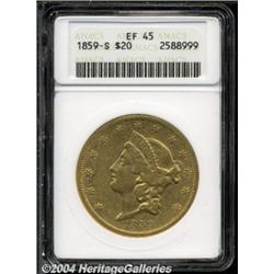 1859-S $20 XF45 ANACS. A scarcer Type One