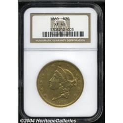 1860 $20 XF40 NGC. A richly detailed