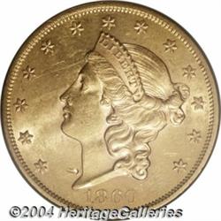 1860 $20 Unc Details, Obverse Improperly