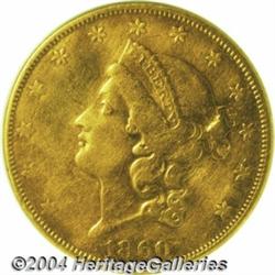 1860-O $20 AU Details, Tooled, Improperly