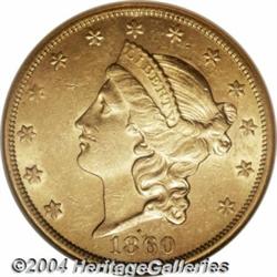 1860-S $20 AU58 NGC. The 1860-S is one of the