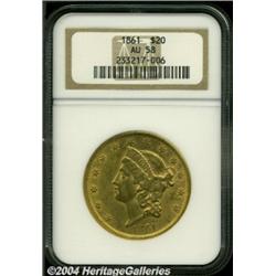 1861 $20 AU58 NGC. As the most common date of