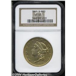 1861-S $20 XF45 NGC. A popular Civil War date,
