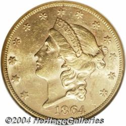 1864-S $20 AU58 NGC. This piece has