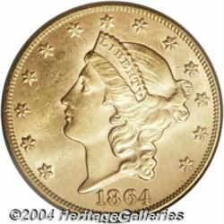 1864-S $20 MS61 PCGS. Well struck and