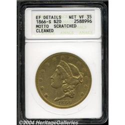 1866-S $20 Motto--Scratched, Cleaned--ANACS.