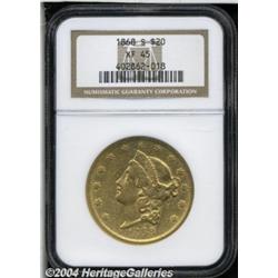 1868-S $20 XF45 NGC. Softly struck,