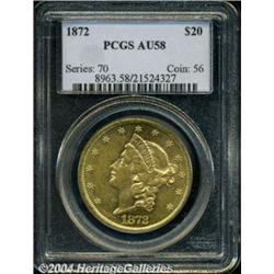 1872 $20 AU58 PCGS. A richly detailed Double