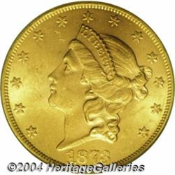 1873 $20 Open 3 MS62 PCGS. Well defined with