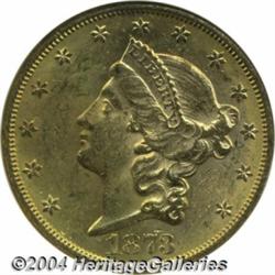 1873-S $20 Closed 3 MS61 NGC. Incorrectly