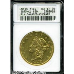1875-CC $20--Rim Damaged, Cleaned--ANACS. AU