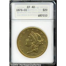 1876-CC $20 XF40 ANACS. Variety 1-A. A