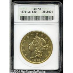 1876-CC $20 AU50 ANACS. Variety 1-A. Both