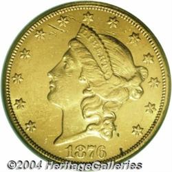 1876-CC $20 Unc Details, Improperly Cleaned,