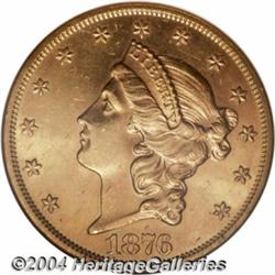 1876-S $20 MS62 NGC. Dazzling luster with