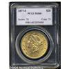 Image 1 : 1877-S $20 MS60 PCGS. A frosty and boldly