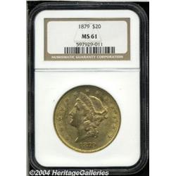 1879 $20 MS61 NGC. A satiny and well struck
