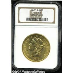 1879-S $20 AU58 NGC. Sharply struck and close