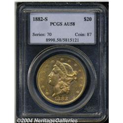 1882-S $20 AU58 PCGS. This well struck example
