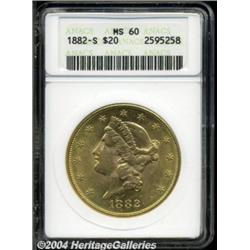 1882-S $20 MS60 ANACS. A sharply struck and