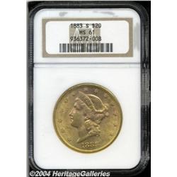 1883-S $20 MS61 NGC. A well defined example of
