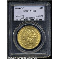 1884-CC $20 AU58 PCGS. A well-struck piece