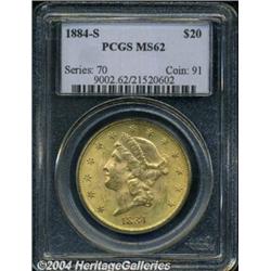 1884-S $20 MS62 PCGS. Nicely struck, with