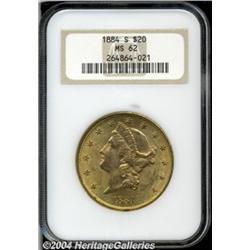 1884-S $20 MS62 NGC. Satiny and just a few