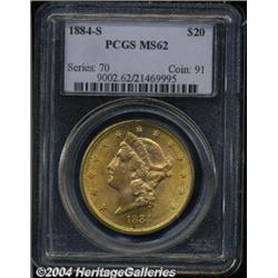 1884-S $20 MS62 PCGS. Bright luster shows