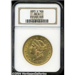 1885-S $20 MS61 NGC. This is a moderately