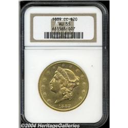1889-CC $20 AU55 NGC. Variety 1-A. An
