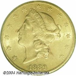 1889-CC $20 AU58 PCGS. A better date among CC