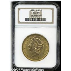 1889-S $20 MS61 NGC. The peak of the 89 in the
