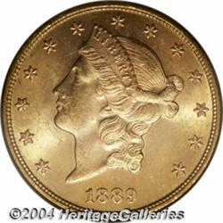 1889-S $20 MS63 PCGS. Extremely lustrous and