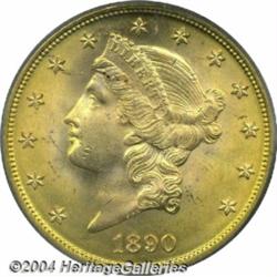 1890 $20 MS64 PCGS. This shimmering Double