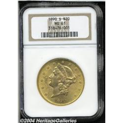 1890-S $20 MS61 NGC. Boldly struck, if