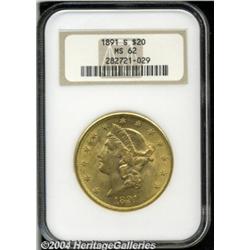 1891-S $20 MS62 NGC. Excellent mint luster and