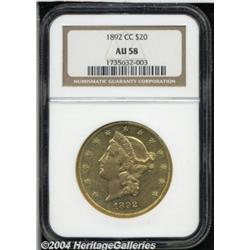 1892-CC $20 AU58 NGC. Variety 1-A. This