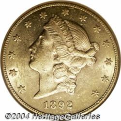 1892-CC $20 MS60 ANACS. Typically well struck