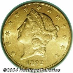 1892-CC $20 MS62 PCGS. A modest mintage Carson