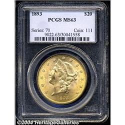 1893 $20 MS63 PCGS. A meticulously struck
