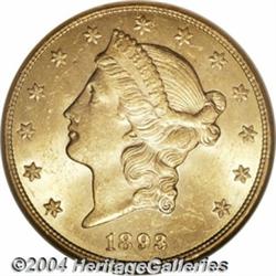 1893-CC $20 MS62 NGC. Final year of Carson