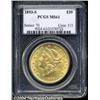 Image 1 : 1893-S $20 MS61 PCGS. Bright and satiny, with