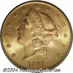 1893-S $20 MS63 PCGS. One of two similarly