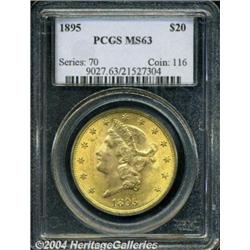 1895 $20 MS63 PCGS. Lustrous and satiny, the