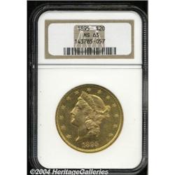 1895 $20 MS63 NGC. Fully struck overall, the