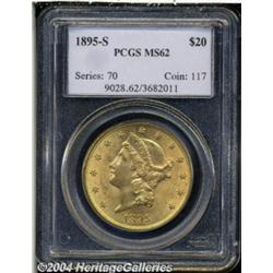 1895-S $20 MS62 PCGS. Rich, even reddish