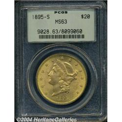1895-S $20 MS63 PCGS. Sharply defined in all
